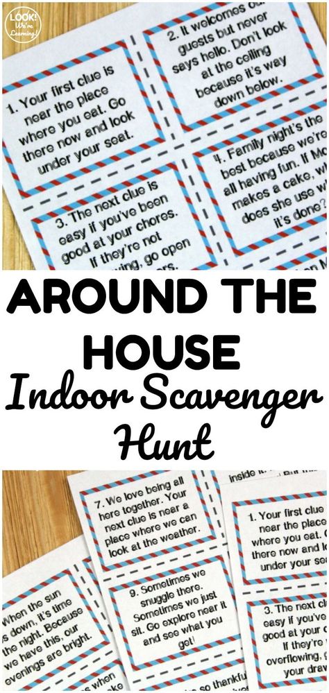 Nature Scavenger Hunt Printable, Indoor Scavenger Hunt, Scavenger Hunt Riddles, Treasure Hunt For Kids, Scavenger Hunt Birthday, Christmas Scavenger Hunt, Treasure Hunt Clues, Scavenger Hunt Clues, Indoor Family