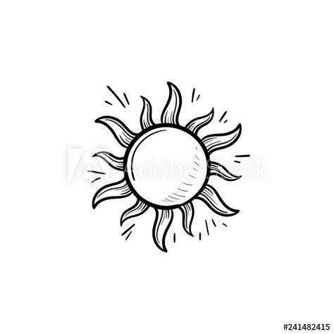 Stock Image: Shining sun hand drawn outline doodle icon. Summer weather and sunlight, heat and sunshine concept. Vector sketch illustration for print, web, mobile and infographics on white background. Shining Sun Tattoo, Sun Drawing Design, Sunshine Sketch, Sun Doodle, Sun Outline, Images Of Sun, Sun Drawing, Sun Illustration, Doodle Icon