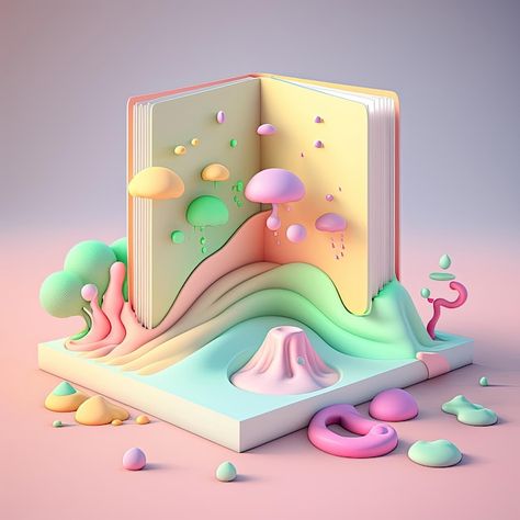 Cute 3d Illustration, 3d Art Blender, Abstract 3d Art, 3d Illustration Art, Book 3d, Unique Website Design, 3d Book, 3d Isometric, Geometric 3d