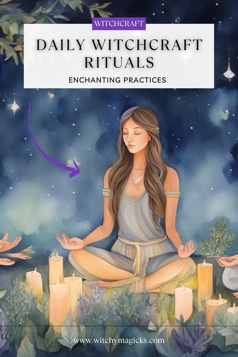 Incorporating daily witchcraft practices into one’s routine can deepen a spiritual connection and emphasize the magic in everyday life. Discover simple yet powerful rituals to integrate magic into your daily habits.  #DailyWitchcraft #EnchantingPractices #EverydayMagic #SpiritualRoutine #WitchyLifestyle #MagicalLiving Witchcraft Daily Practice, Daily Witch Routine, Spiritual Practices Daily, Moon Syncing, Witchy Homes, Daily Witchcraft, Witchcraft Spirituality, Everyday Witchcraft, Rituals Witchcraft