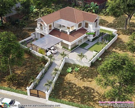 Indian Farmhouse Design, French Colonial House, Arabic House, Kerala Traditional House, House Projects Architecture, Colonial House Exteriors, Home Designs Exterior, Kaleidoscope Images, Indian Home Design