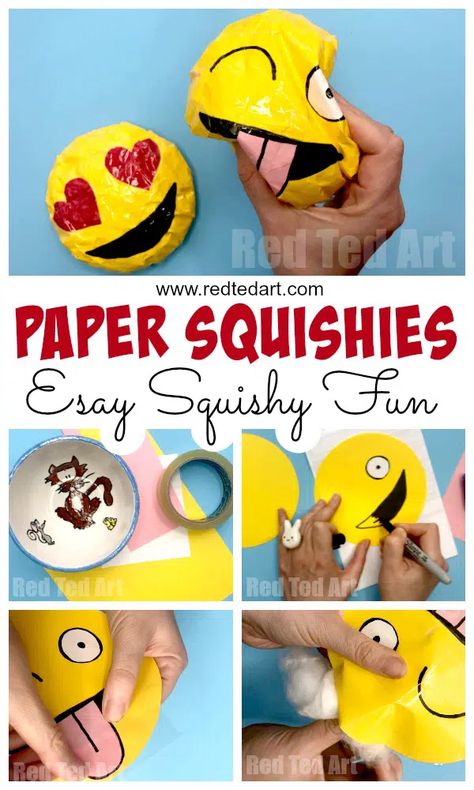 Diy Squishies, Paper Squishes, Squishy Diy, Paper Squishies, Homemade Squishies, Emoji Craft, Emoji Diy, Squishies Diy, Diy Fidget Toys