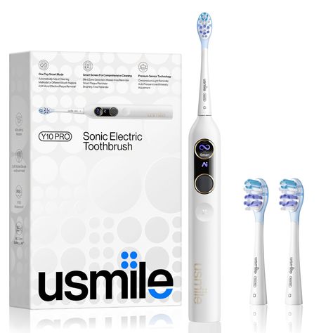 PRICES MAY VARY. 24/7 SMART SCREEN: Y10 Pro electric toothbrushes feature an informative screen that displays an oral map, guiding you during brushing. The 24/7 plaque tracking provides intuitive insights into plaque buildup between brushings, helping you to build a healthy oral care routine. RESPONSIVE BRUSHING: Let the toothbrush get used to you, not the other way around. With the smart mode, usmile Y10 Pro sonic toothbrush dynamically adjusts the motion and vibration of bristles to effectivel Toothbrush Accessories, Power Toothbrush, Plaque Removal, Sonic Electric Toothbrush, Sonic Electric, Brush My Teeth, Sonic Toothbrush, Manual Toothbrush, Gum Care