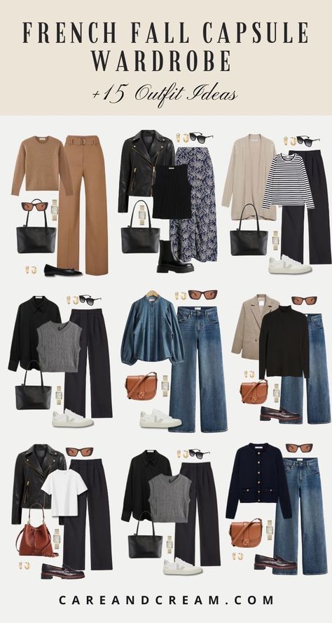 Classic Capsule Wardrobe French Style, French Girl Autumn Style, French Elegant Style, Basic Fall Wardrobe Essentials, Capsule Wardrobe Ideas Inspiration, French Outfit Style Classy Chic, French Mum Style, Capsule Wardrobe Autumn Winter, 30s Wardrobe Essentials