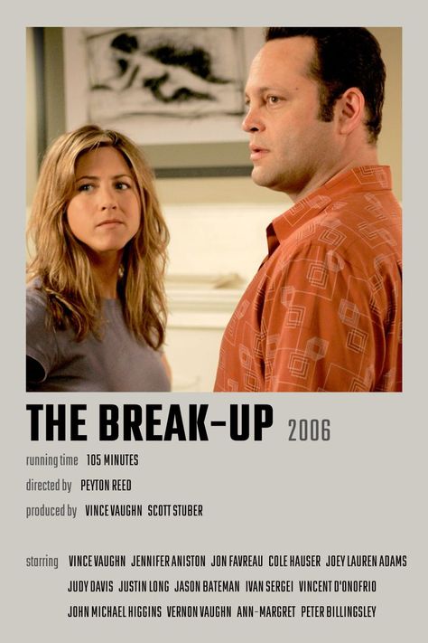 The Break-Up Movie Poster Jennifer Aniston Movies List, The Break Up Movie, Joey Lauren Adams, Jennifer Aniston Movies, Peter Billingsley, Breakup Movies, Up Movie, Justin Long, Cole Hauser