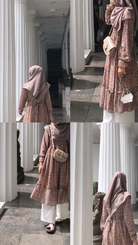 Dress Hijab Outfit, Modest Muslim Outfits, Tunik Hijab Style, Outfit Muslim, Islamic Modest Fashion, Outfit Ideas Dressy, Muslimah Fashion Casual, New Hijab, Modest Casual Outfits