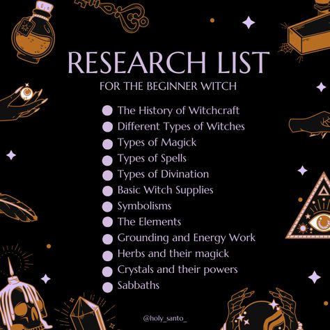 Spells To Become A Witch, Witchcraft Shopping List, Things To Do Research On, Witch Facts Witchcraft, Witchcraft Rituals For Beginners, Witch Coven Activities, Research Witchcraft, Things Witches Need, How To Study Witchcraft