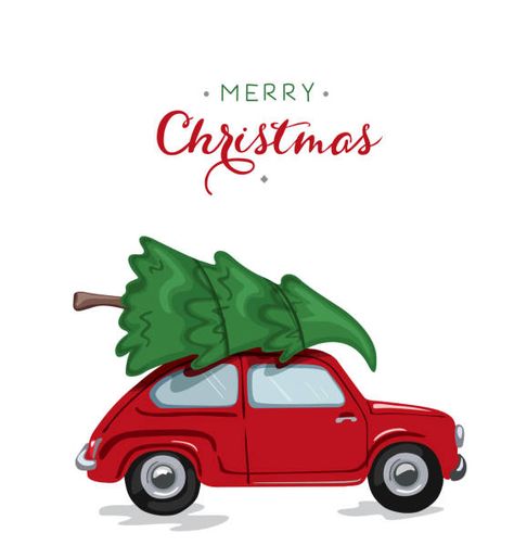 Christmas Tree On Car, Car Christmas Tree, Cars And Christmas, Christmas Car Wallpaper, Christmas Car Drawing, Car With Tree On Top, Christmas Cars, Car With Christmas Tree On Top Drawing, Christmas Car Illustration