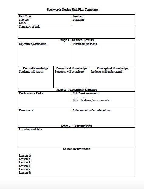 Unit Plan and Lesson Plan Templates for Backwards Planning (Understanding by Design) - Freebies Organisation, Math Lesson Plan Template, Understanding By Design, Backwards Design, Unit Plan Template, Lesson Plan Format, Printable Lesson Plans, Lesson Plan Template, Co Teaching