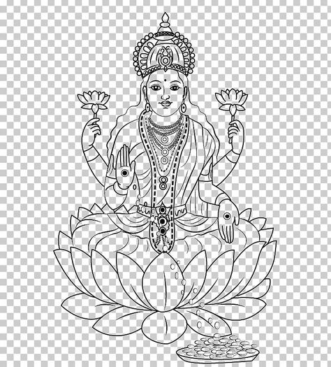 Lakshmi Line Art, Lakshmi Devi Drawing Easy, Laxmi Drawing Easy, Lakshmi Devi Rangoli Designs, Lakshmi Devi Drawing, Lakshmi Images Drawing, Goddess Lakshmi Drawing, Laxmi Mata Drawing, Lakshmi Illustration