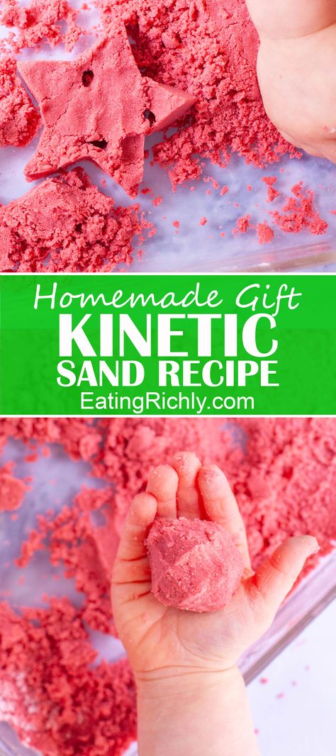 Kinetic Sand Recipe, Homemade Kinetic Sand, Make Kinetic Sand, Sand Recipe, Diy Kinetic Sand, Sands Recipe, Moon Sand, Shaving Foam, Halloween Crafts For Toddlers