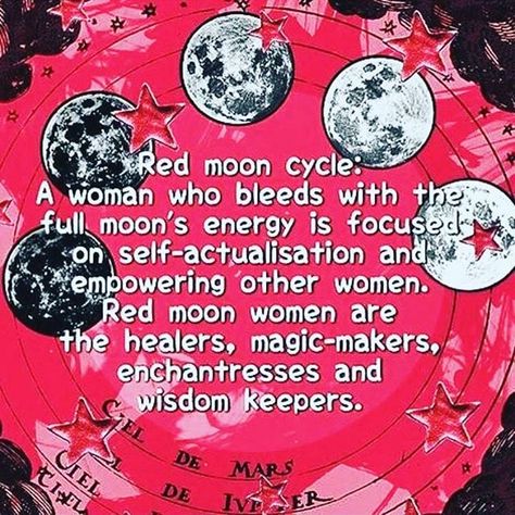 GuinivereRose on Instagram: “If you start around the full moon and bleed in the full moon . You would of been called a witch , shaman or high priestess back in ancient…” Full Moon And Menstrual Cycle, Red Moon Menstrual Cycle, Red Cycle Moon, Red Witch Moon Cycle, Red Moon Witch, Red Moon Cycle Period, Menstrual Magic, Red Moon Cycle, Cycle Women