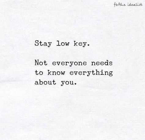 stay low key. Low Key Quotes, Stay Low Key, Trust People, Key Quotes, Best Inspirational Quotes, I Trust, Wonderful Words, Intj, Inspiring Quotes About Life