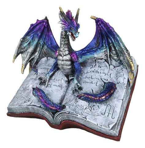 PRICES MAY VARY. This Dragon Of Bibliography Figurine is approximately 7" tall and 8.5" long and 5" deep. It weighs about 1.75 pounds. This Dragon Of Bibliography Figurine is made of designer composite resin, hand painted and polished individually. Color Tone may vary. Dragons do not just like to fly or breathe flames. Some dragons love to read books like the dragon depicted in this sculpture. The richly metallic colored dragon emerges out of the heart of the book. Its wings colors are of irides