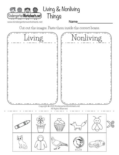 Free Printable Living and Nonliving Things Worksheet for Kindergarten Preschool Science Lessons Ideas, Living Or Nonliving Worksheet, Year 1 Science Worksheets, Living Things For Kindergarten, Living And Nonliving Things Kindergarten, Kindergarten Living And Nonliving, Preschool Science Worksheets Free, Kindergarten Science Worksheets Free Printable, Kindergarten Worksheets Free Printables Science