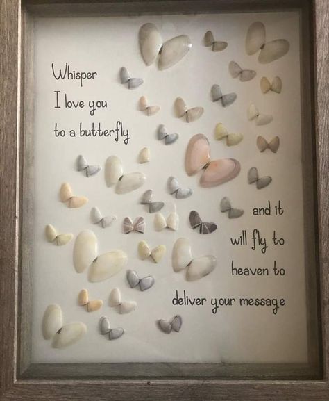 Beachy Bathroom Decor Ideas, Shell And Driftwood Crafts, What To Do With Sea Shells Ideas, Butterfly Seashell Art, Pictures Made With Shells, Sea Shell Crafts Diy Ideas, Seashell Butterfly Shell Art, Butterfly Seashells, What To Do With Shells From The Beach