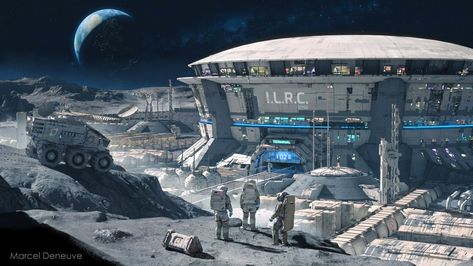 ArtStation - Heron Sci Fi Industrial City, Marcel Deneuve, Space Colony Concept, Sci Fi Base, Scifi Building, Scifi City, Space Colony, Moon Base, Future Technology Concept