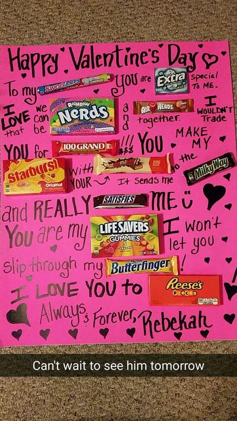 Made this for G! boyfriend valentine's day card candy poster Diy Gifts For Christmas, Valentines Day Gifts For Him Boyfriends, Diy Valentines Day Gifts For Him, Cute Valentines Day Ideas, Girl Valentines, Valentine Poster, Candy Poster, Boyfriend Valentines, Cute Valentines Day Gifts