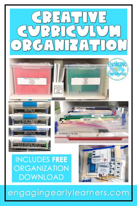 Lesson Plan Organization Bins, Organize Lesson Plan Materials, My Teaching Strategies Gold, Creative Curriculum Kindergarten Study, Creative Curriculum Preschool Classroom Set Up, Classroom Lesson Plan Organization, How To Organize Curriculum, How To Organize Lesson Plans, Lesson Plan Storage Ideas