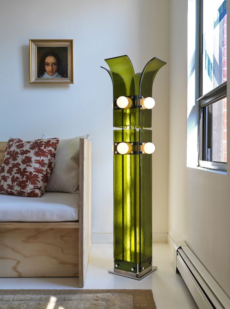 PALM FLOOR LAMP | Blue Green Works Crystal Chandelier Kitchen, Slumped Glass, Tree Floor Lamp, Recessed Wall Lights, Recessed Wall, Tropical Decor, Commercial Interiors, The Palm, Modern Chandelier