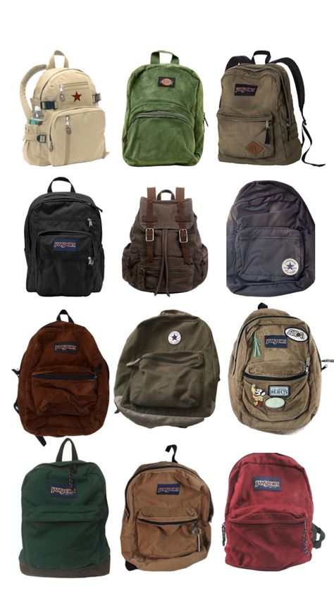 Dickies Corduroy Backpack, School Packback Aesthetic, Cool Backpack Aesthetic, Dickies Backpack Aesthetic, Aesthetic Bags For School Vintage, Black Jansport Backpacks Aesthetic Pins, Men Backpack Aesthetic, Downtown School Bag, Canvas Backpack Aesthetic