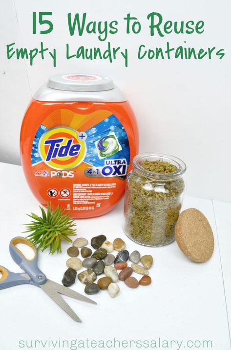 Upcycling, Tide Pods Container Crafts Ideas, Detergent Bottle Crafts, Canister Crafts, Tide Pods Container, Laundry Soap Container, Gain Detergent, Laundry Detergent Container, Laundry Detergent Bottles