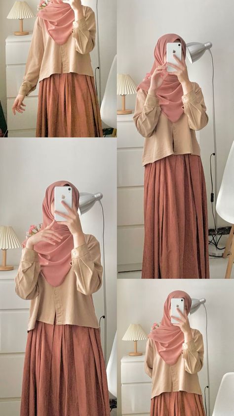 Hijabi Simple Outfits, Muslimah Aesthetic Outfit, Muslim Aesthetic Outfits, Summer Muslim Outfits Casual, Muslimah Outfit Ideas, Cute Hijab Outfits, Outfit Kuliah Hijab, Cute Muslim Outfits, Outfit For Hijab