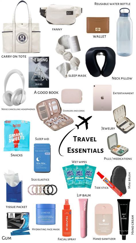 Trip Essentials Packing Lists, Road Trip Kit, Packing Essentials List, Travel Packing Checklist, Airplane Travel Essentials, Road Trip Packing List, Travel Bag Essentials, Packing Essentials, Road Trip Packing