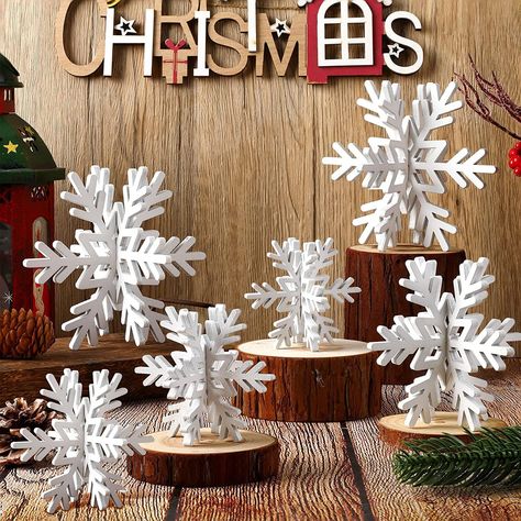 ✨Christmas Snowflake Decor: you will get 6 pieces wood snowflake decorations, suitable for your Christmas party in winter, adding a more festive atmosphere to the surrounding environment ✨Suitable Sizes: the small size of the wooden snowflake decor is approx. 8 x 8 cm/ 3.15 x 3.15 inches, the medium size is approx. 11 x 11 cm/ 4.33 x 4.33 inches and the large size is approx. 14 x 14 cm/ 5.51 x 5.51 inches; You can hang the snowflake decorations on the windows, ceilings, fireplaces, fences or tre Snowflake Centerpiece, Winter Table Centerpieces, Snowflake Centerpieces, Snowflake Decor, 3d Snowflake, Christmas Snowflakes Decorations, Snowflake Decoration, Wood Snowflake, 3d Snowflakes