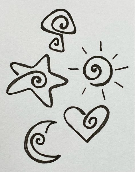 Stars, Doodles, Tattoos, Sun, Tattoo Designs, White