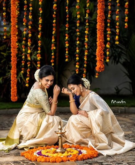 Onam celebration is an occasion for people to remind themselves of the all pervasive nature of the Divine." Wishing all Family members & dear ones a Happy Onam! May you all have  a Happy, Peaceful and Prosperous Year ahead. Jewellery : @tanishqcalicut  Costumes : @boutiquehaneen  MUA : @azhak.makeover   #onam #2020 #happyonam Onam Celebration With Friends, Onam Shoot Poses, Onam Photoshoot Group Poses, Onam Shoot Ideas, Onam Photoshoot Ideas Family, Onam Photoshoot Ideas At Home, Deepavali Photoshoot, Diwali Shoot Ideas, Onam Theme