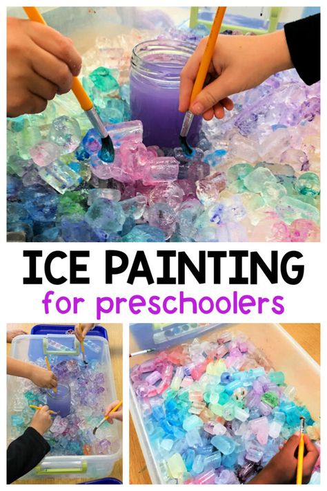 Ice Science Preschool, Colours Preschool Theme, Painting Ice Cubes, Preschool Water Table Ideas, Water Themed Preschool Activities, Water Study Preschool Activities, Ice Lesson Plans For Preschool, Preschool Water Study, Preschool Activities Easy