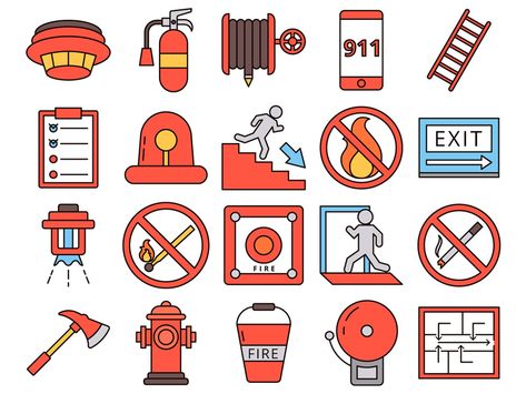 Fire Safety Vector Freebie Icon Set by DesZone.net - Free Vector Graphics Safety Graphic Design, Safety Logo Design, Fire Safety Free, Work Icon, Truck Icon, Fire Icons, Icon Set Design, Free Icon Set, Branding Inspo