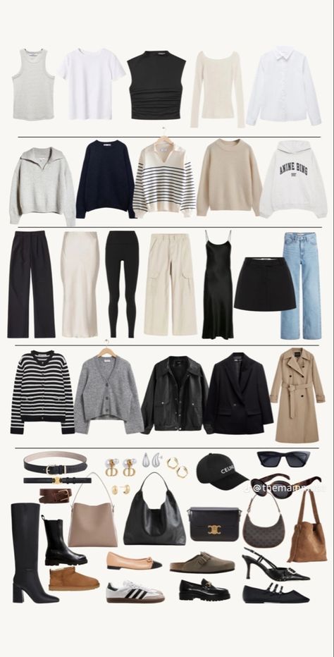 outfit ideas. old money vibes & basic Chic Capsule Wardrobe, Minimalist Wardrobe Capsule, Capsule Wardrobe Casual, Capsule Wardrobe Women, Fashion Capsule Wardrobe, Winter Fashion Outfits Casual, Spring Capsule Wardrobe, Clothes And Shoes, Everyday Fashion Outfits