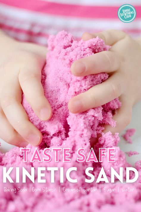 Pandas, Montessori, Taste Safe Sensory Foam, Taste Safe Kinetic Sand Recipe, Sensory Sand Activities, Diy Sensory Sand, Taste Friendly Sensory, Cool Whip Sensory Play, Diy Kinetic Sand Taste Safe