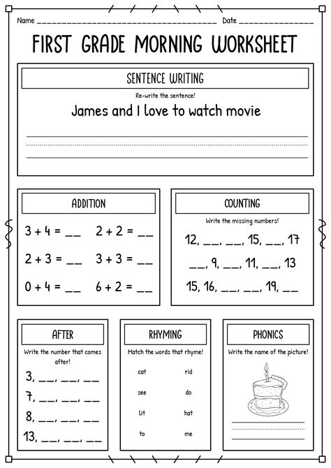 Morning Worksheets First Grade, Homework Ideas For First Grade, 1st Grade Morning Work Free, Morning Menu 1st Grade, Fun 1st Grade Worksheets, Morning Menu Homeschool 2nd Grade, Morning Work Homeschool, Morning Work For First Grade, Morning Work For Kindergarten