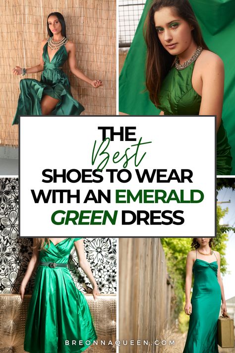 what shoes to wear with an emerald green dress, emerald green dress what shoes, shoes for an emerald dress, emerald green dress outfit ideas Emerald Green Dress With Nude Heels, Emerald Green Dress Nude Heels, Emerald Green Asymmetrical Dress, Enerald Green Dress, Green Formal Dress Jewelry, What Accessories To Wear With Green Dress, Best Shoes For Green Dress, Emerald Green Sequin Dress Accessories, Accessorizing Green Dress