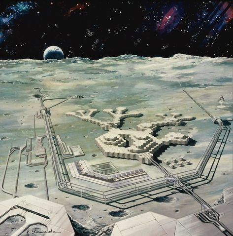 Space Colonization, Lunar Base, Moon Base, Traveller Rpg, Sci Fi Design, Atomic Era, Pretty Drawings, Space Architecture, Space Station