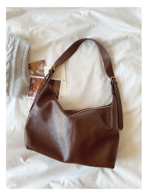 Elena Handbags Retro Hobo Shoulder Bag Everyday Work Bag Leather Hobo Bag Outfit, Over The Shoulder Bag Cross Body Purses, Brown Hobo Bag Outfit, Brown Shoulder Bag For Fall, Brown Medium Shoulder Bag, Fall Shoulder Bag, Brown Leather Hobo Bag, Fall Purses 2024, Slouchy Shoulder Bag