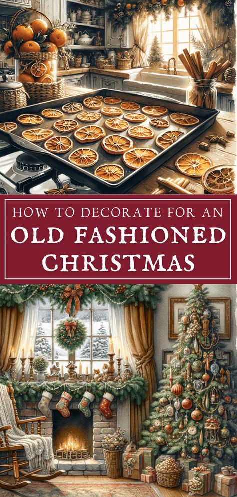 Old-Fashioned Christmas Decorating Ideas to Bring Nostalgia to Your Home - Makyla Creates Sustainable Christmas Decor Ideas, Creative Christmas Table Settings, 19th Century Christmas, Vintage Cozy Christmas, Old Fashioned Christmas Party Ideas, 1800s Christmas Aesthetic, Simple Indoor Christmas Decorations, Diy Victorian Christmas Decorations, Home Goods Christmas Decor