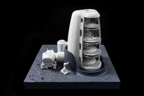 Model of SOM's Moon Village lunar habitat concept, developed in collaboration with the European Space Agency and MIT. Image courtesy SOM. Moon Village, European Space Agency, Museum In Paris, Space Mission, Mission To Mars, Massachusetts Institute Of Technology, Museums In Paris, New Space, Space Program