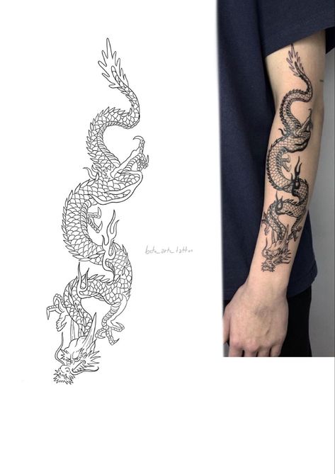 #aesthetic #dragontattoo #dragon #dragontattoodesigns Dragon Tattoo Forearm, Dragon Hand Tattoo, Dragon Tattoo Stencil, Dragon Tattoo Arm, Tato Naga, Dragon Tattoos For Men, Dragon Tattoo Art, Simple Tattoos For Guys, Chinese Dragon Tattoos