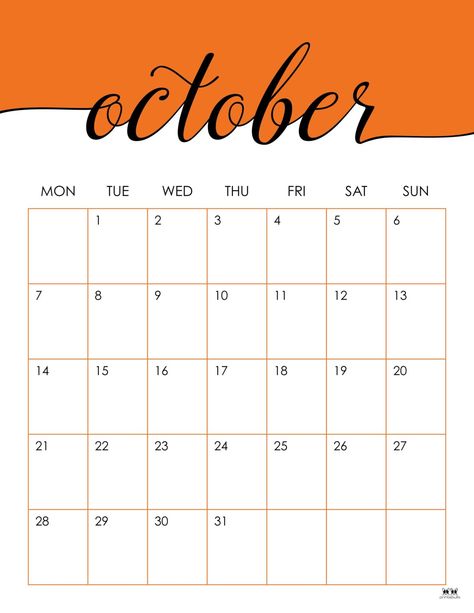 October and its fun and spooky activities have arrived! Stay organized all month long by printing one of 50 October 2024 calendars! Print from home! Date Ideas Notes, October Date Ideas, Free Printable Halloween Cards, Calender Print, Free Planner Pages, Months Calendar, Ideas Notes, Calendar Png, Cleaning Checklist Template