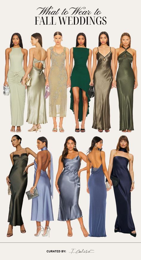 I’ve always been a fan of all things wedding-related, and that goes for finding the perfect wedding guest dress. Fall wedding season is slowly creeping up, and if you’re attending a fall wedding this year, I rounded up my favorite dress options for wedding guests! Whether you’re headed to something black tie or searching for cocktail attire, you’ll find a dress for any dress code for you to dance the night away in. Tap to shop my favorite fall wedding guest dresses! Satin Guest Wedding Dress, What To Wear Over Wedding Guest Dress, Fall Black Tie Wedding Guest, Semi Formal Fall Dress, Guest Wedding Outfits Fall, Wyoming Wedding Guest Attire, Fall Wedding Guest Dress Semiformal, Wedding Guest Semi Formal Dress, Fall Wedding Guests Outfits