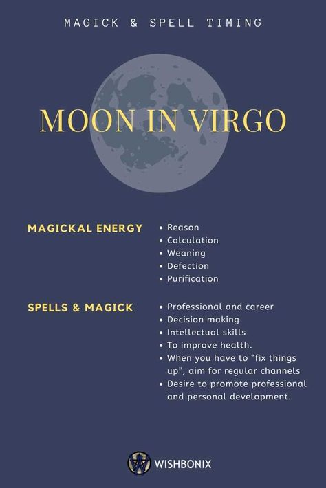 Moon in Virgo - Favored rituals, spells and magic best performed on Virgo Days in the Waxing and Waning Moon Phase. If you were born with the moon in Virgo, you are probably a person who often puts his needs aside in favor of others. With the Moon in Virgo you also have a strong need for order and efficiency. Those with the Moon in Virgo are naturally realistic, reliable and orderly and love it when everything around you is orderly and manageable. Moon In Virgo Astrology, Moon Sign Virgo, Virgo New Moon Ritual, New Moon In Virgo Ritual, A Person Who Loves Moon, Virgo Moon Aesthetic, New Moon Virgo, Spell Timing, Waxing And Waning Moon