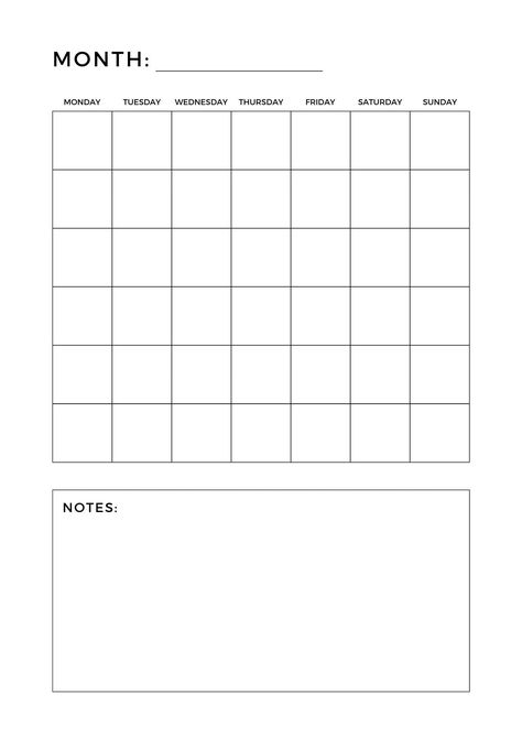 Blank Monthly Calendar financialplanner #plannerinspo #plannersforbusymoms #plannerd Plain Calender Template, Organisation, Paper Calendar Ideas, Empty Calendar Template, Calander Design Ideas, Blank Monthly Calendar Printable Free, Digital Calendar Template, Cute Calendar Template, School Calendar Printables