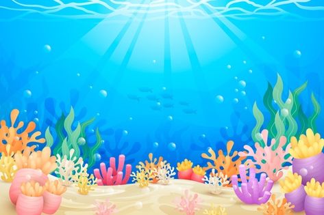 Under the sea background for video confe... | Free Vector #Freepik #freevector #background #abstract #design #sea Birthday Sea Theme, Putri Aurora, Under The Sea Backdrop, Under The Sea Images, Sea Backdrop, Shark Background, The Sea Background, Sea Theme Party, Under The Sea Background