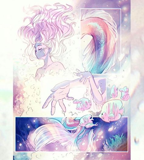 Mermaid Art, Laia Lopez Mermaid, Laia Lopez Art, Laia Lopez, Strawberry Moon, Arte Do Kawaii, Strawberry Moons, Mystical Art, Sirens