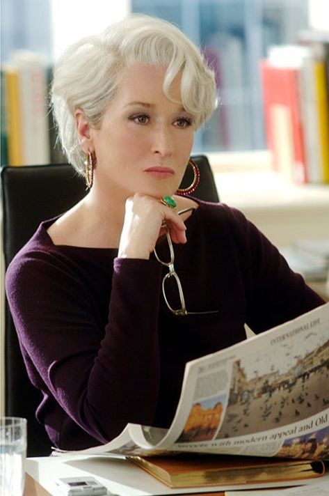 "the Devil Wears Prada" Best Outfits Miranda Priestly, Devil Wears Prada, Cute Hairstyles For Short Hair, Meryl Streep, Older Women Hairstyles, Short Hairstyles For Women, Fine Hair, Hair Trends, Short Hair Cuts