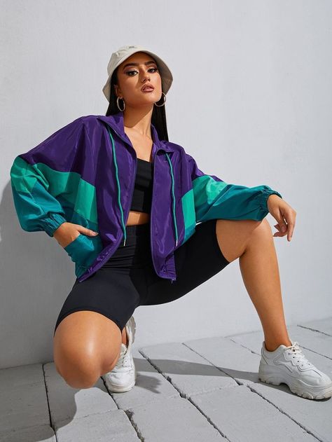 Windbreaker Outfit Casual, 90s Windbreaker Outfit, 80s Windbreaker Outfit, Colorful Windbreaker, Windbreaker Outfit, 80s Windbreaker, Colorblock Windbreaker, Spirit Week Outfits, Chicago Outfit